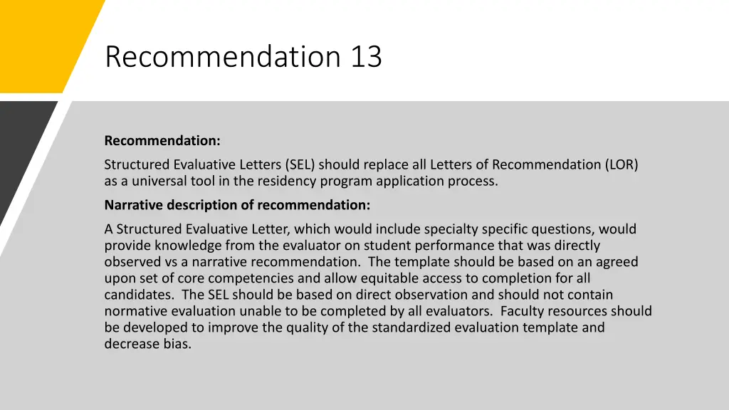 recommendation 13
