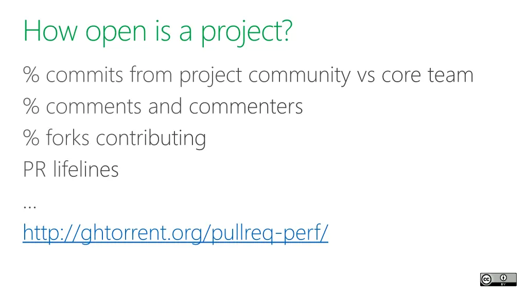 how open is a project commits from project
