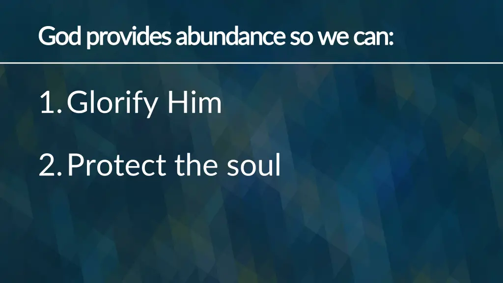 god provides abundance so we can god provides
