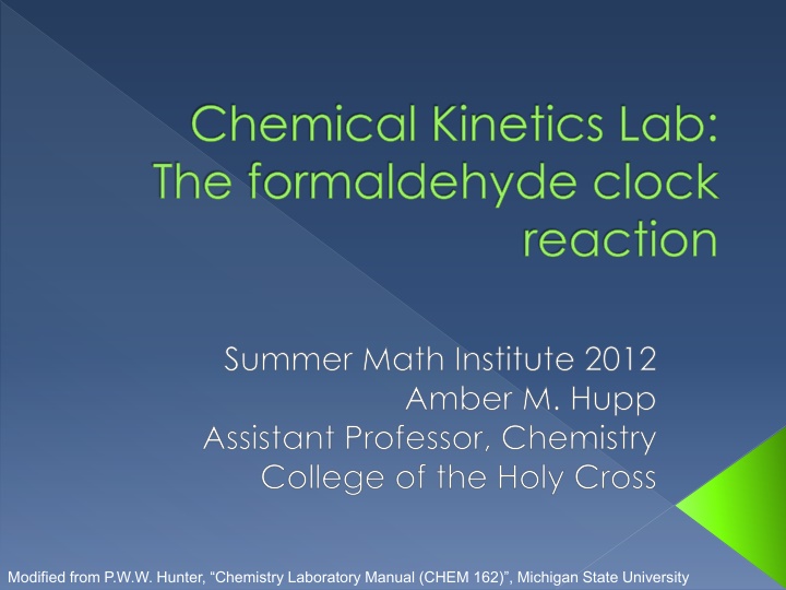 chemical kinetics lab the formaldehyde clock