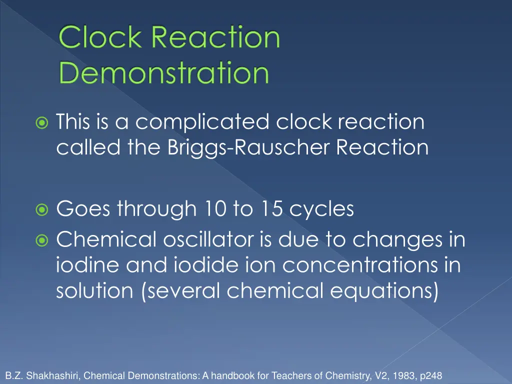 clock reaction demonstration