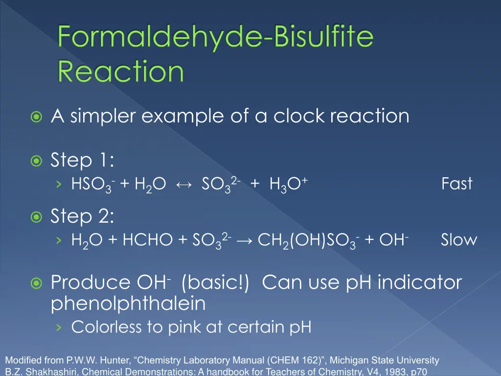 formaldehyde bisulfite reaction