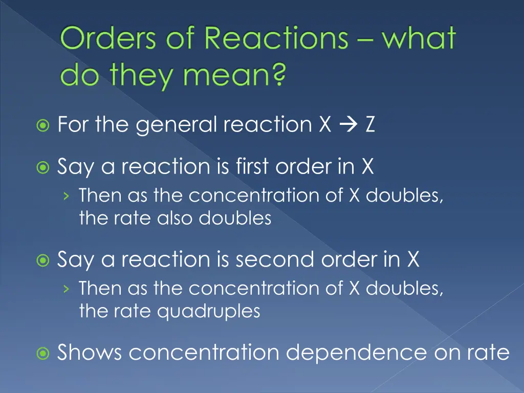 orders of reactions what do they mean