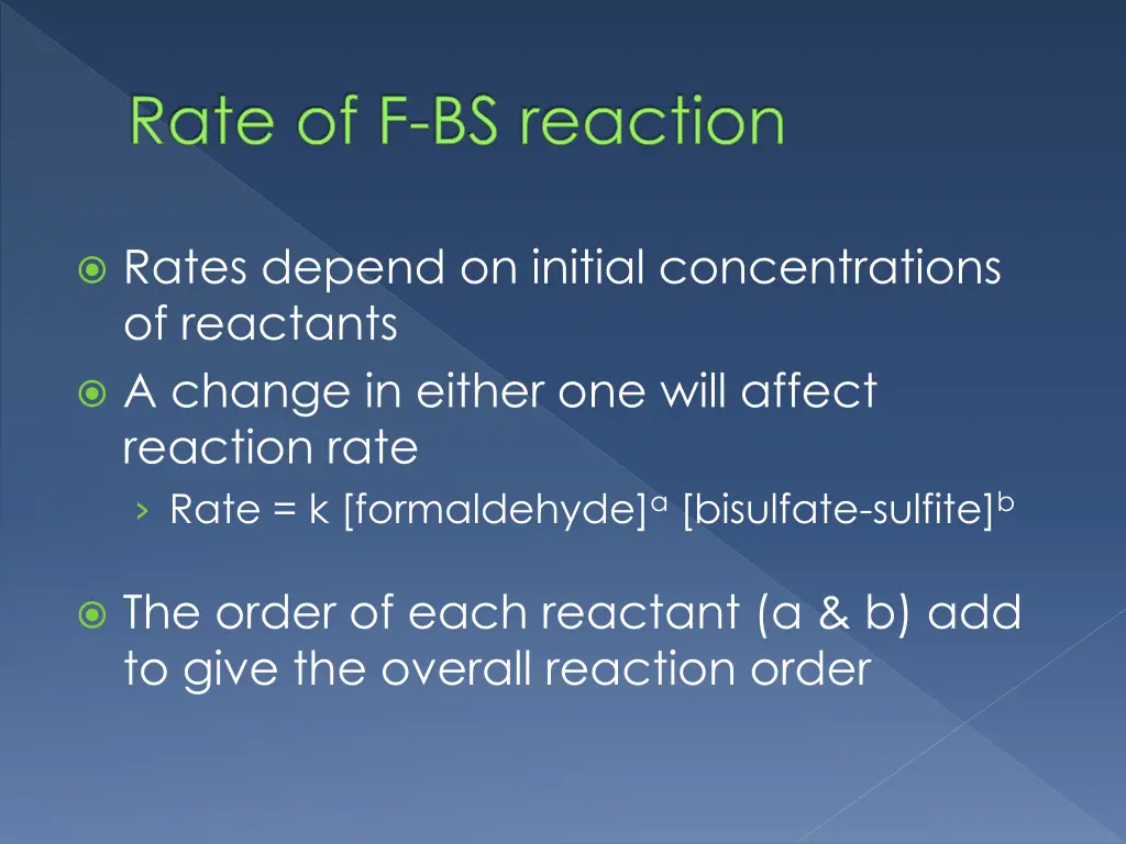 rate of f bs reaction