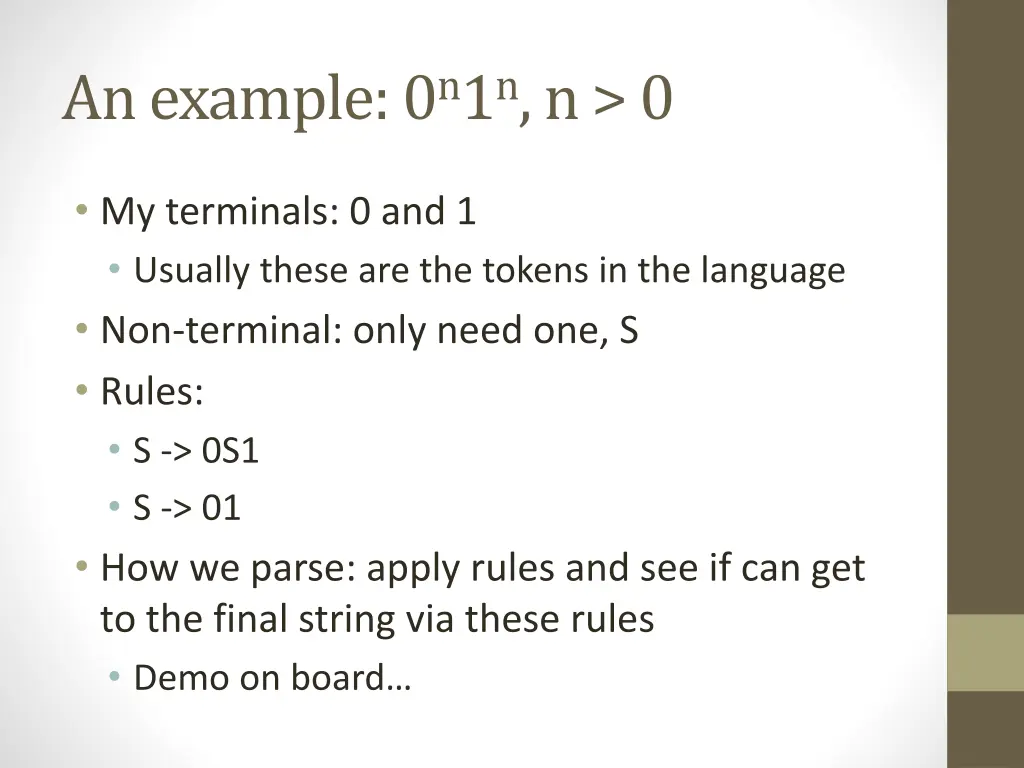 an example 0 n 1 n n 0