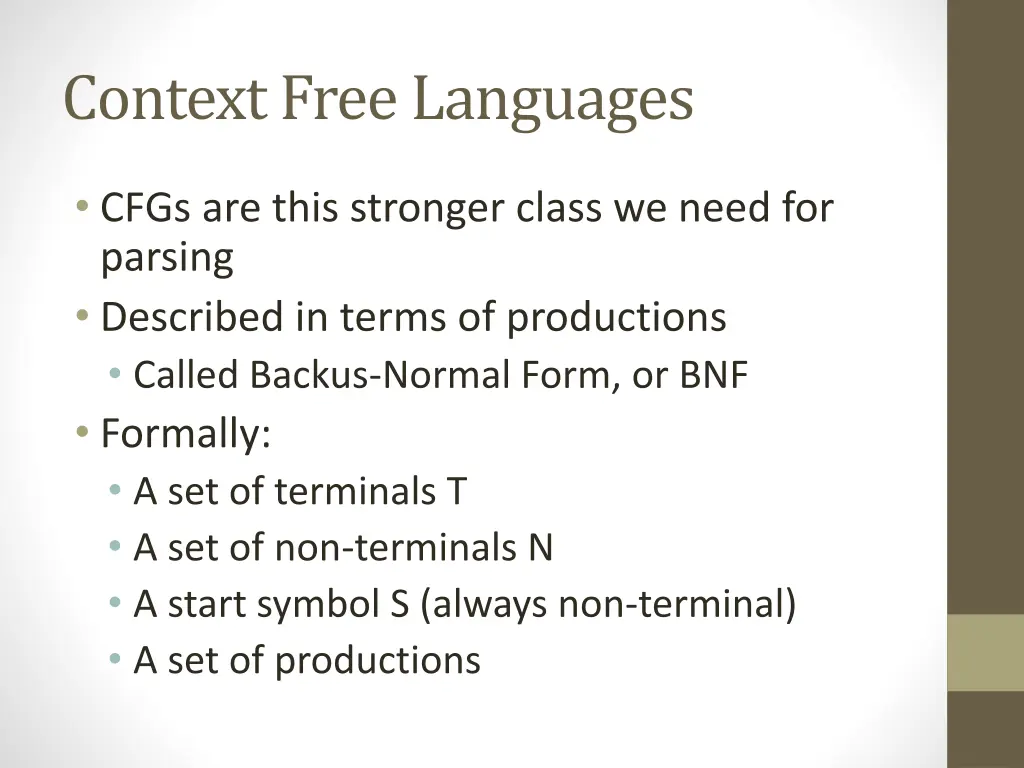 context free languages