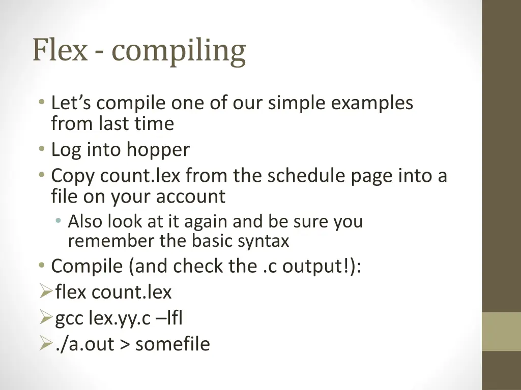 flex compiling