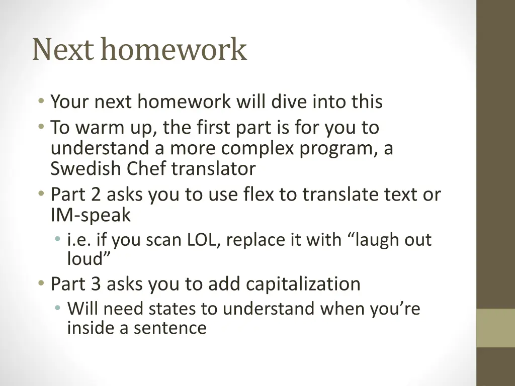 next homework