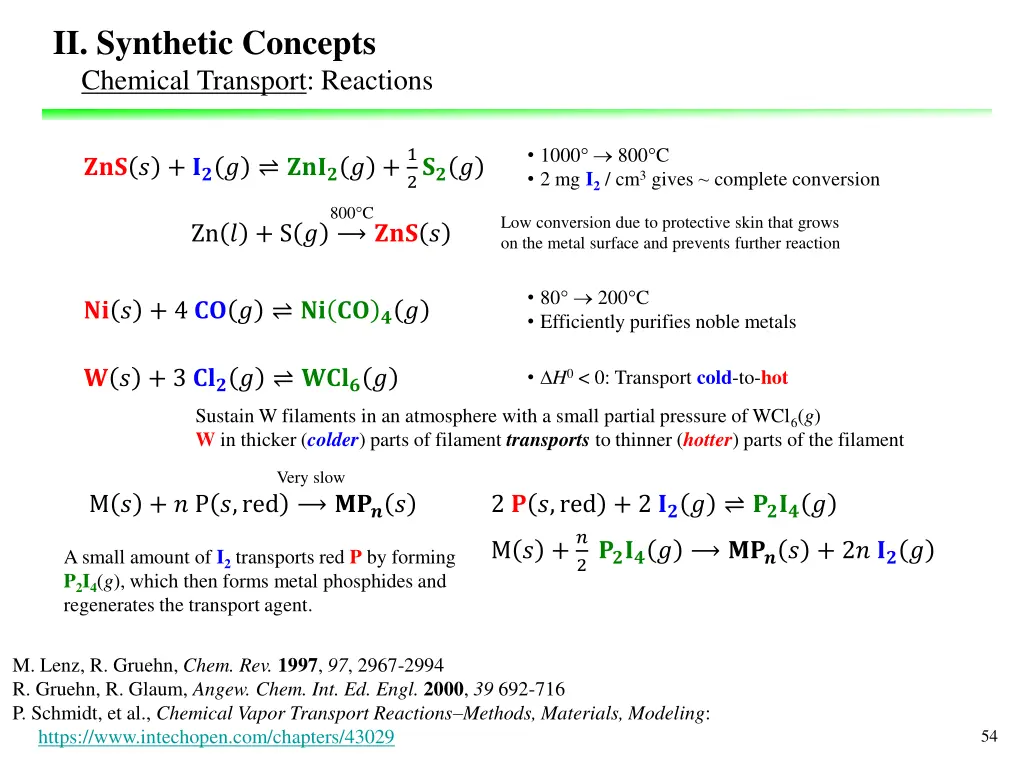 ii synthetic concepts chemical transport reactions