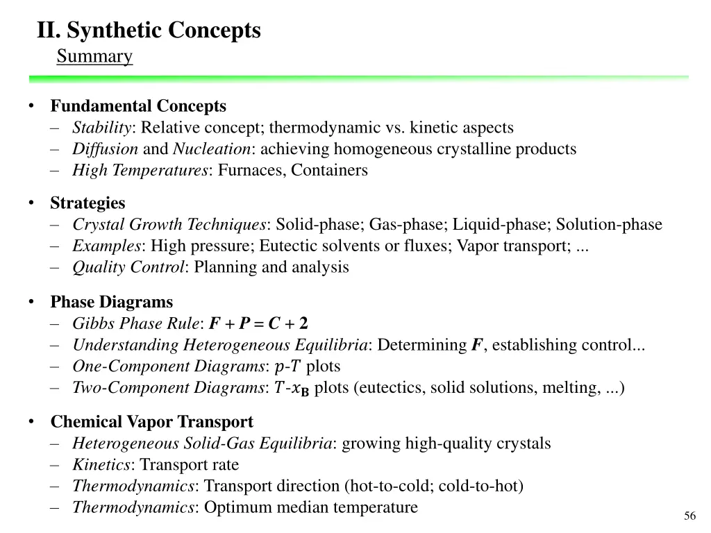 ii synthetic concepts summary