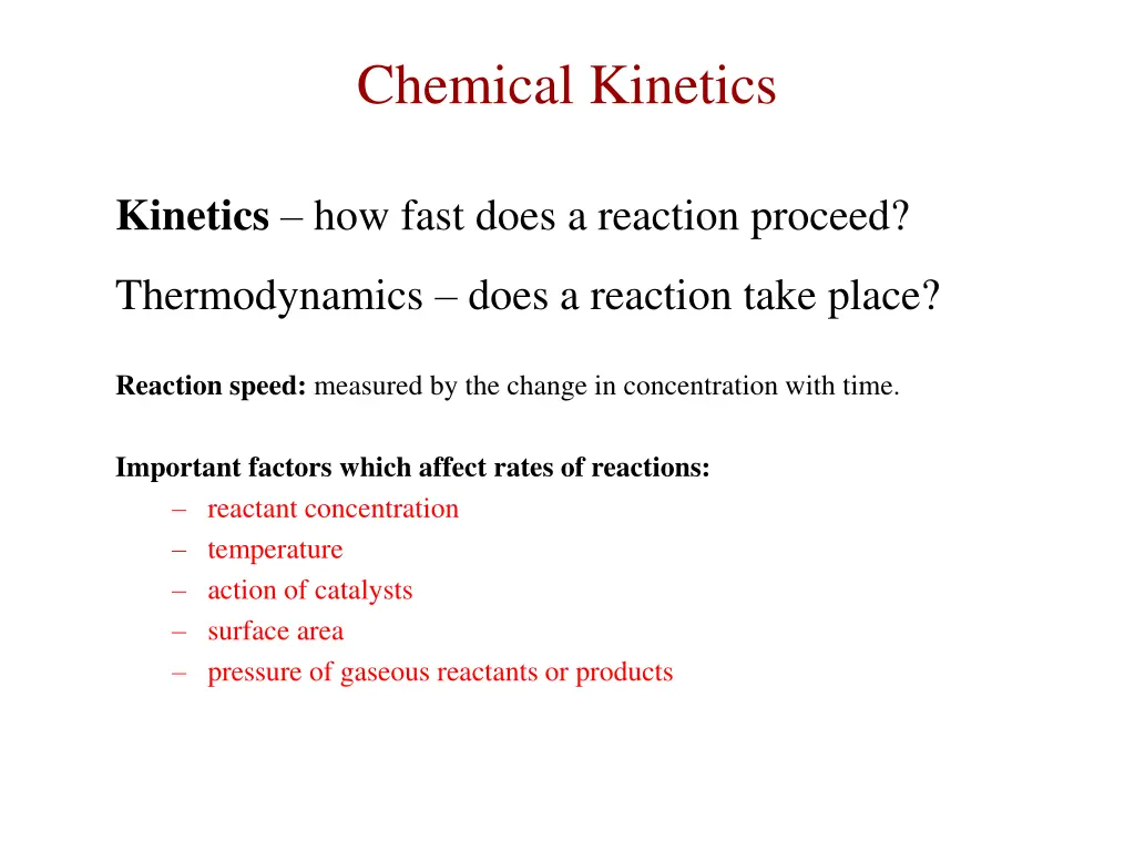 chemical kinetics