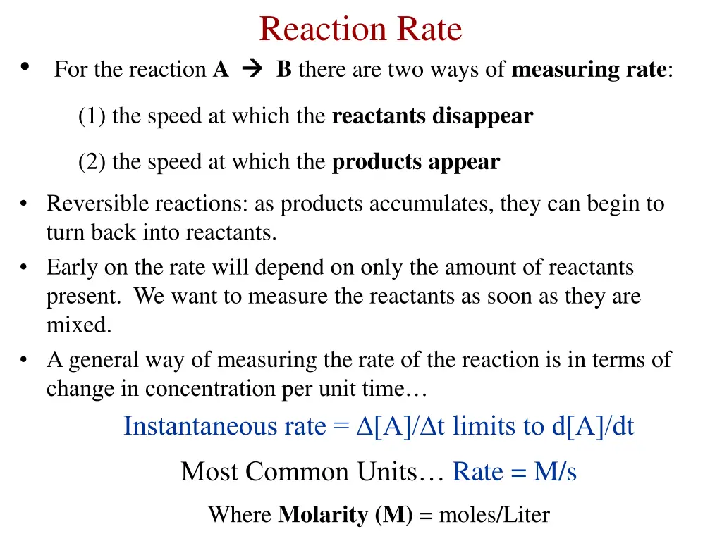 reaction rate b there are two ways of measuring