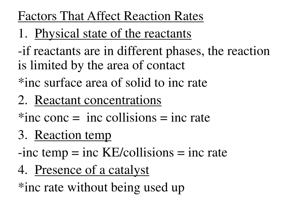 factors that affect reaction rates 1 physical