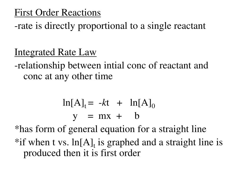 first order reactions rate is directly