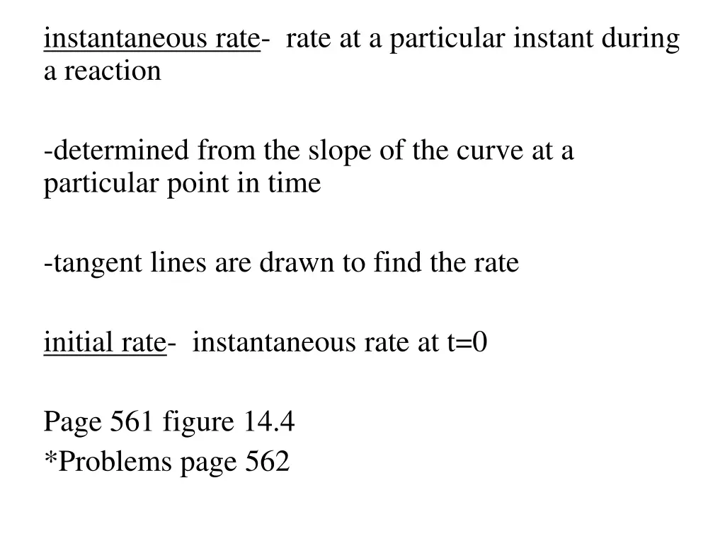 instantaneous rate rate at a particular instant