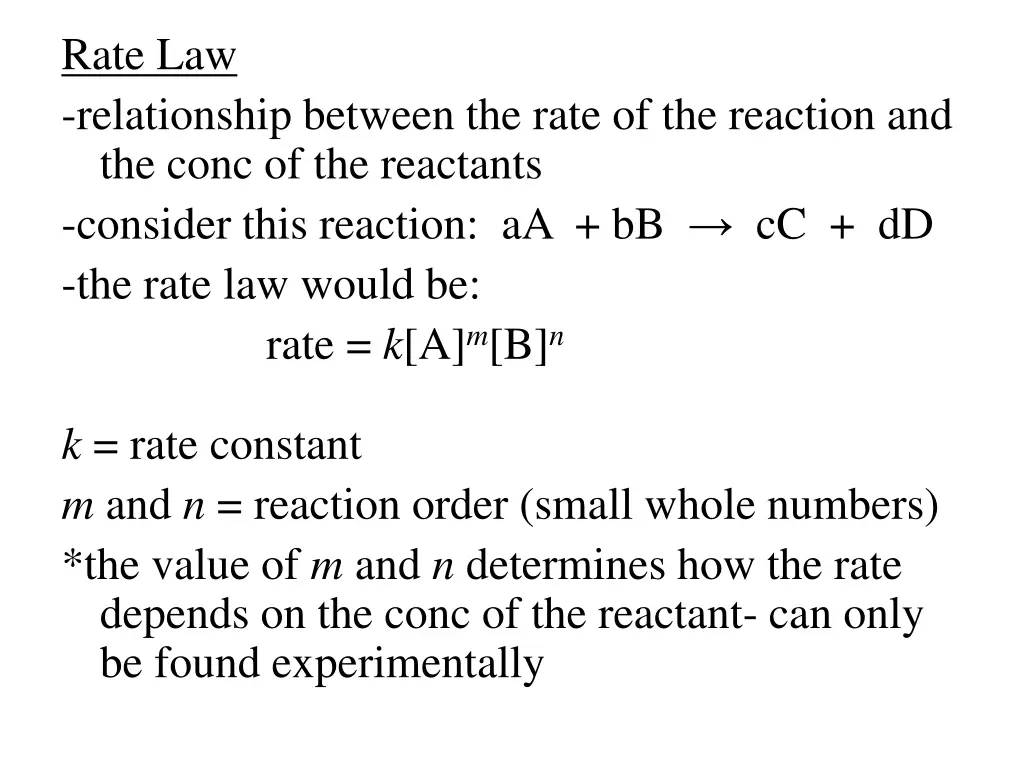 rate law relationship between the rate