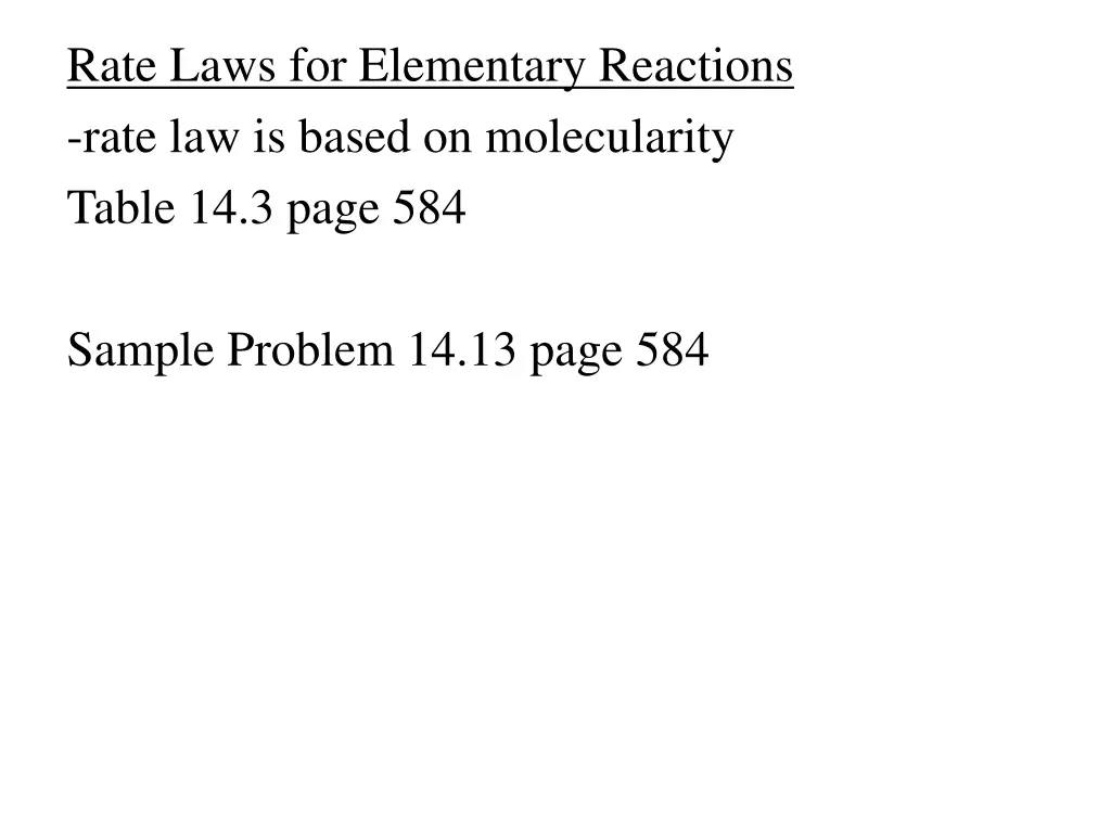 rate laws for elementary reactions rate