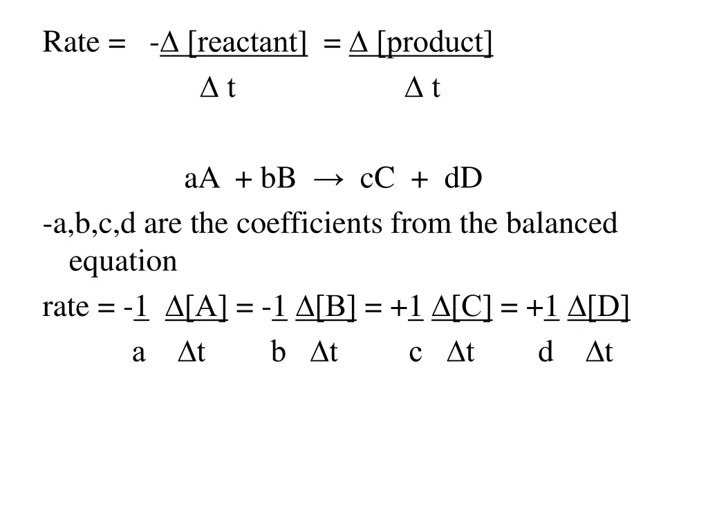 rate reactant product t