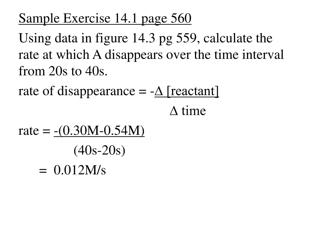 sample exercise 14 1 page 560 using data