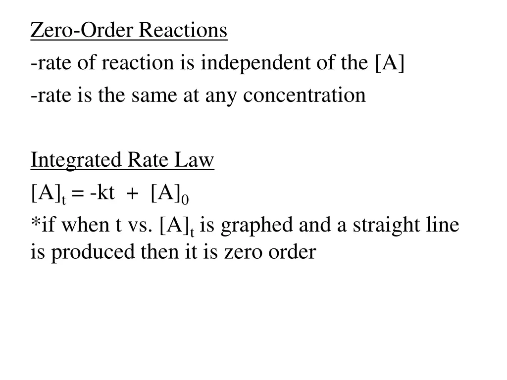 zero order reactions rate of reaction
