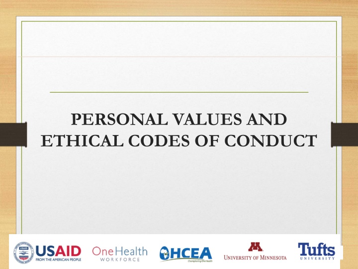 personal values and ethical codes of conduct