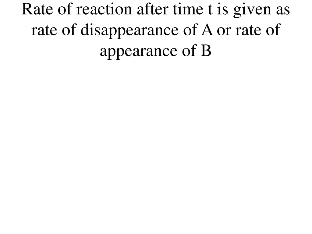 rate of reaction after time t is given as rate