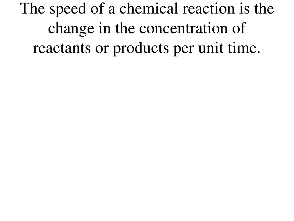 the speed of a chemical reaction is the change