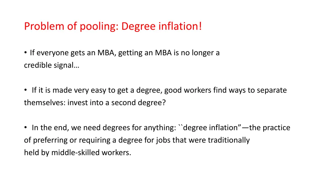 problem of pooling degree inflation