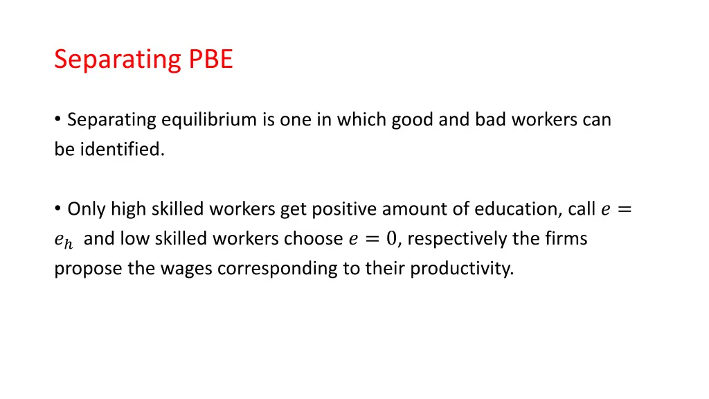 separating pbe separating equilibrium