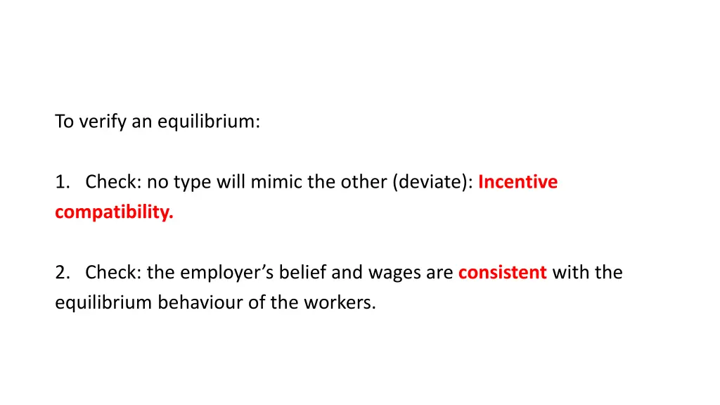 to verify an equilibrium