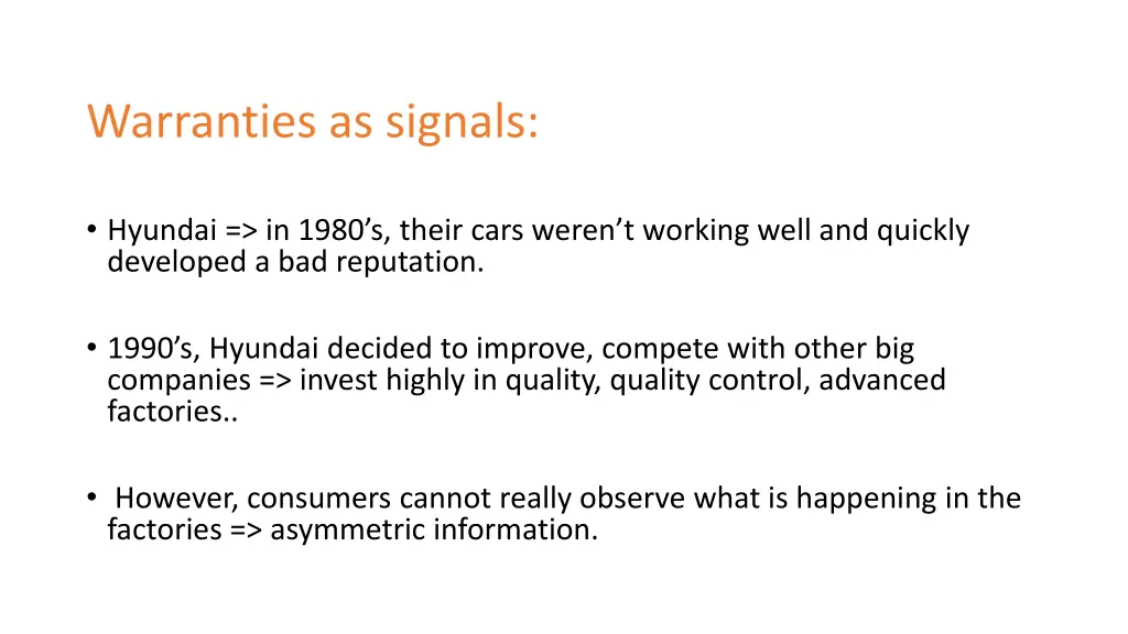warranties as signals