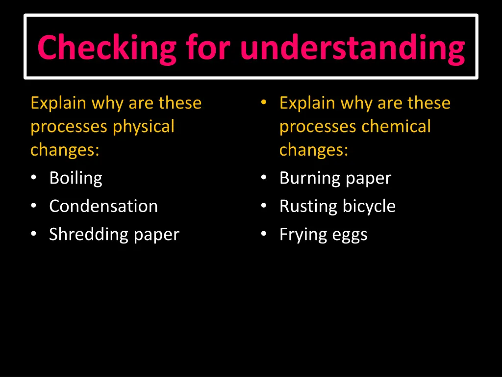 checking for understanding