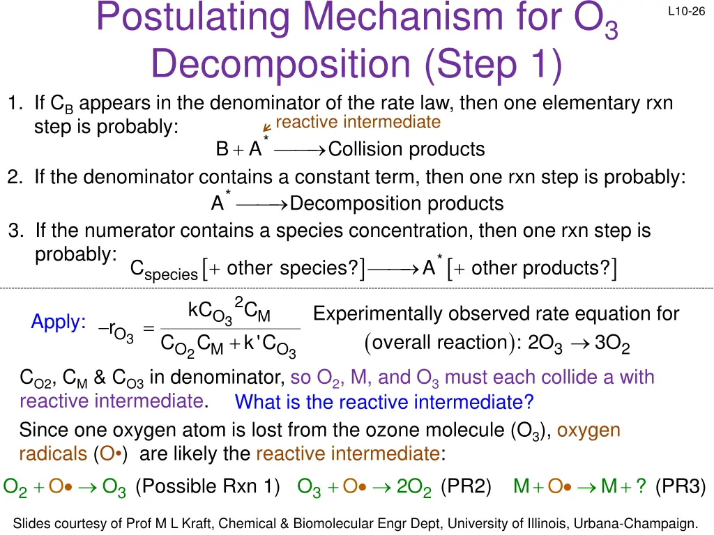 postulating mechanism for o 3 decomposition step