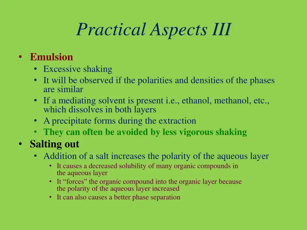 practical aspects iii