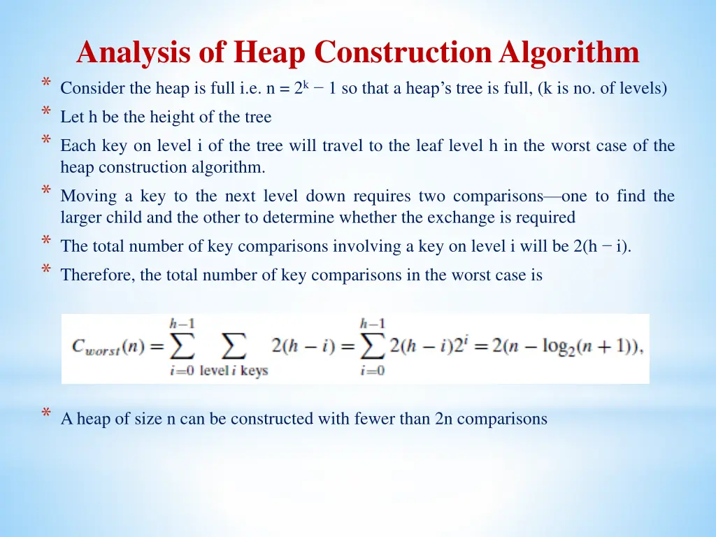 analysis of heap construction algorithm