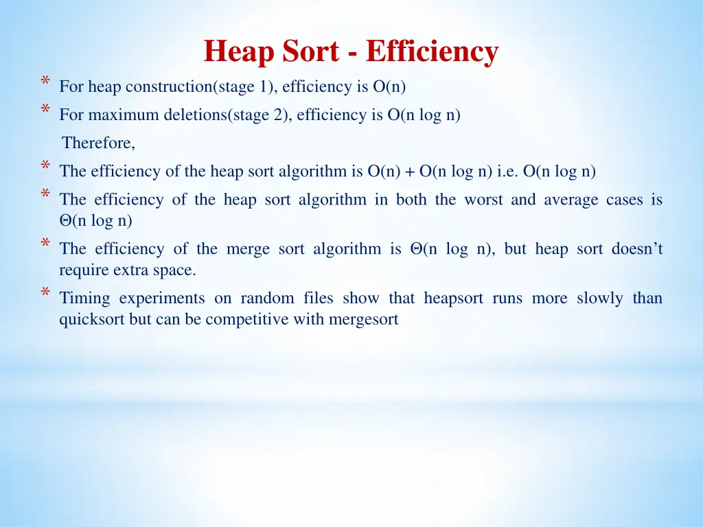 heap sort efficiency
