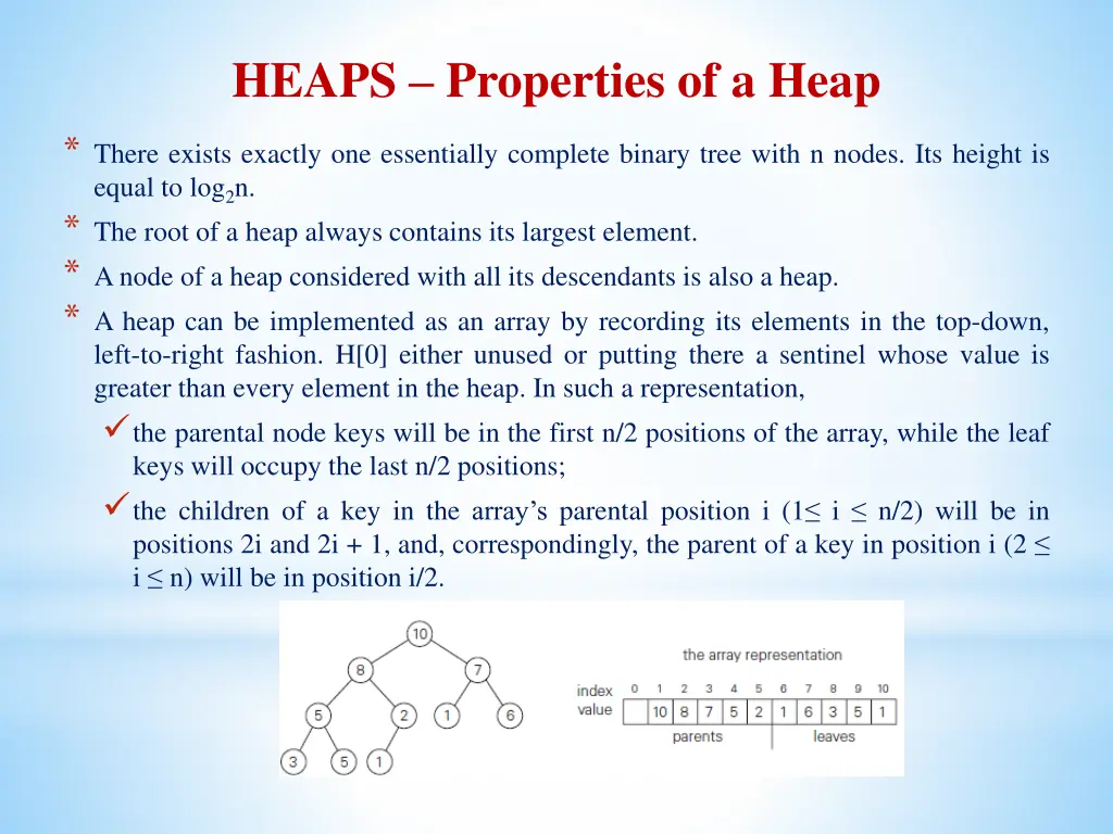 heaps properties of a heap