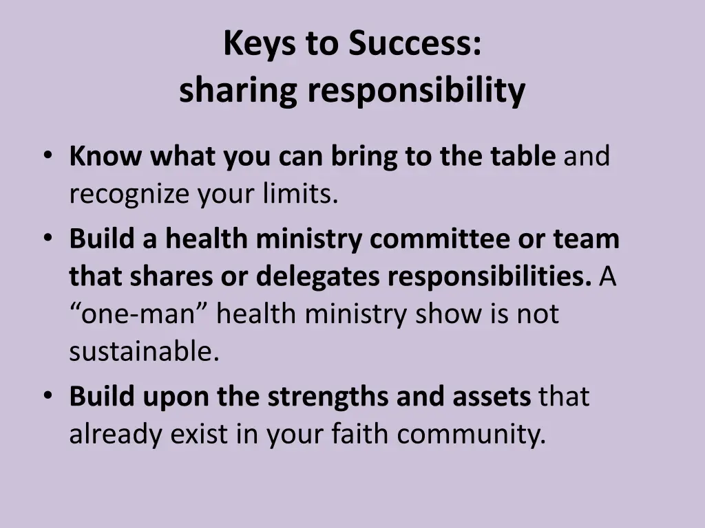 keys to success sharing responsibility