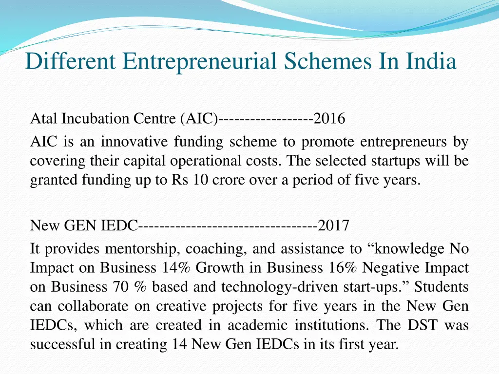 different entrepreneurial schemes in india