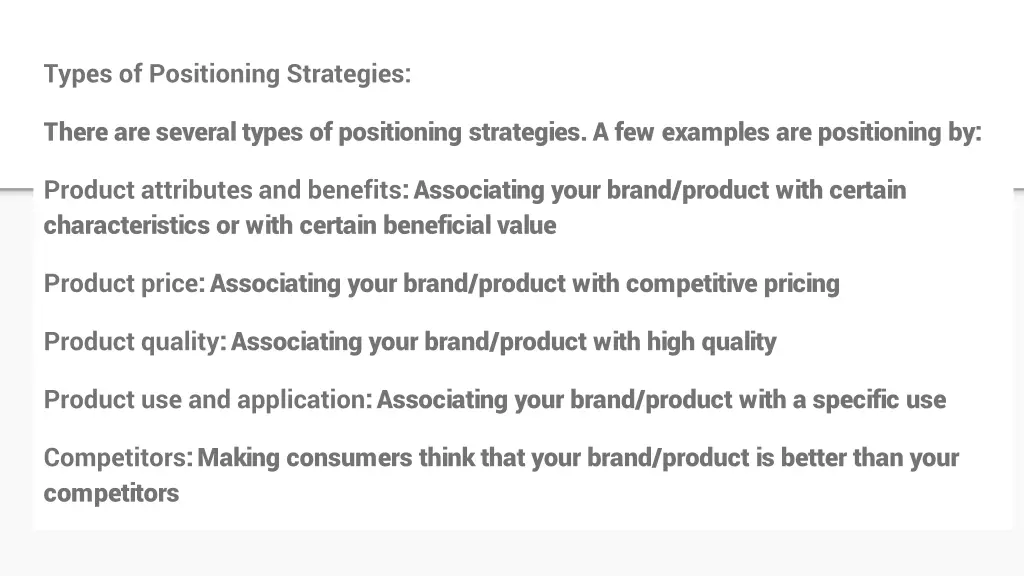 types of positioning strategies