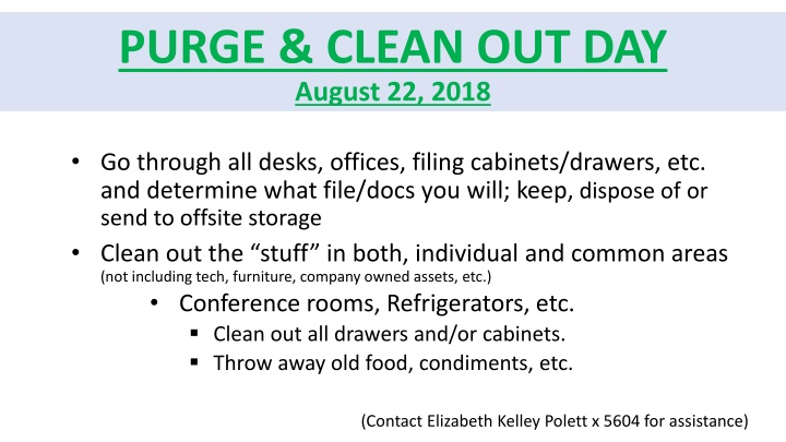 purge clean out day august 22 2018