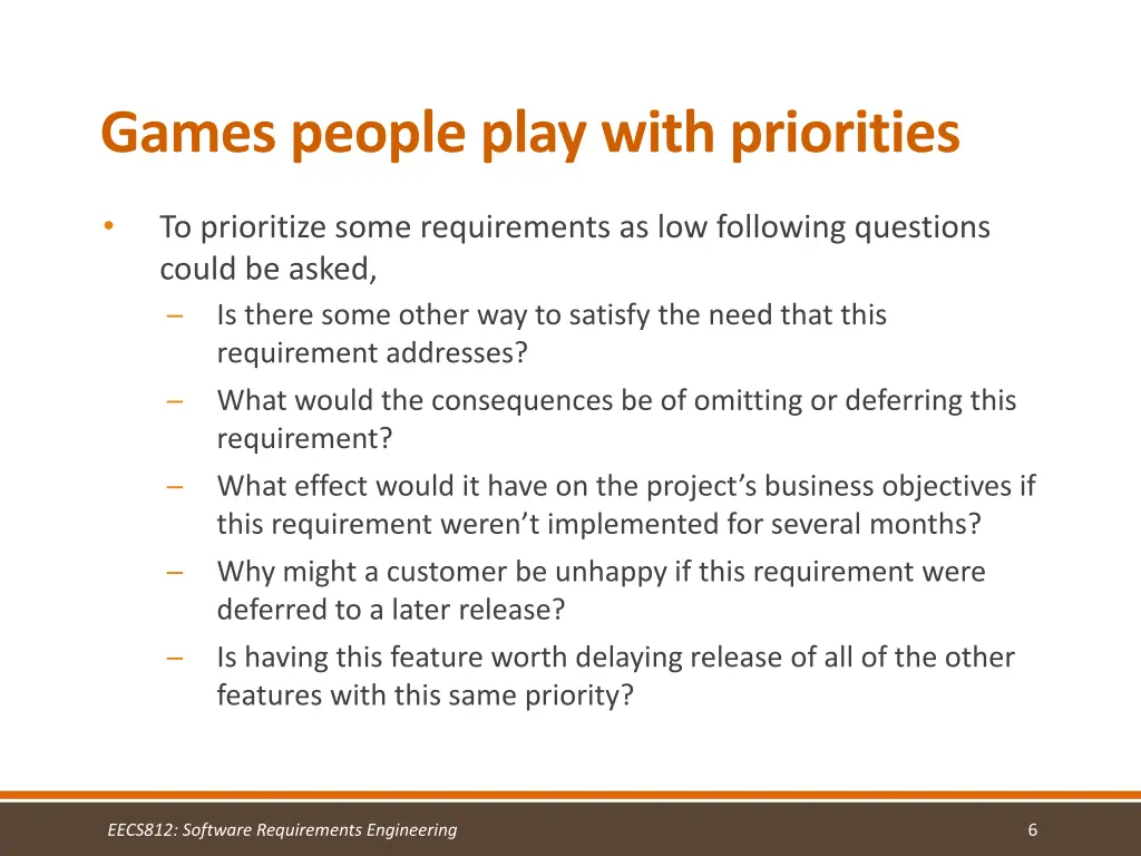 games people play with priorities