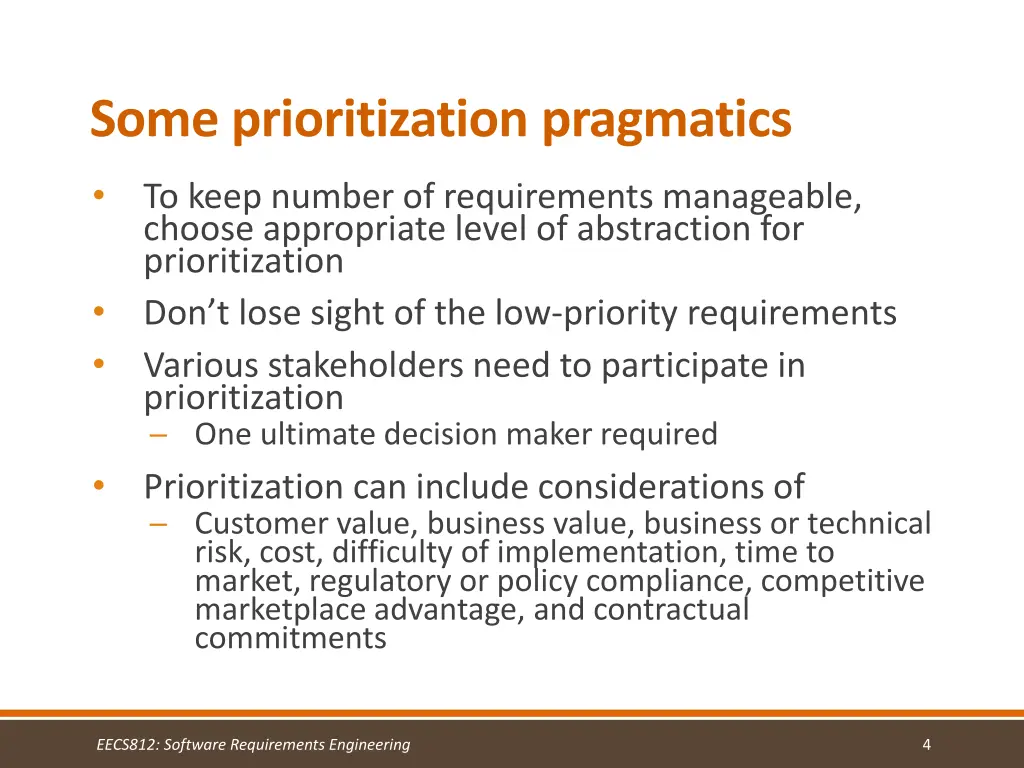 some prioritization pragmatics
