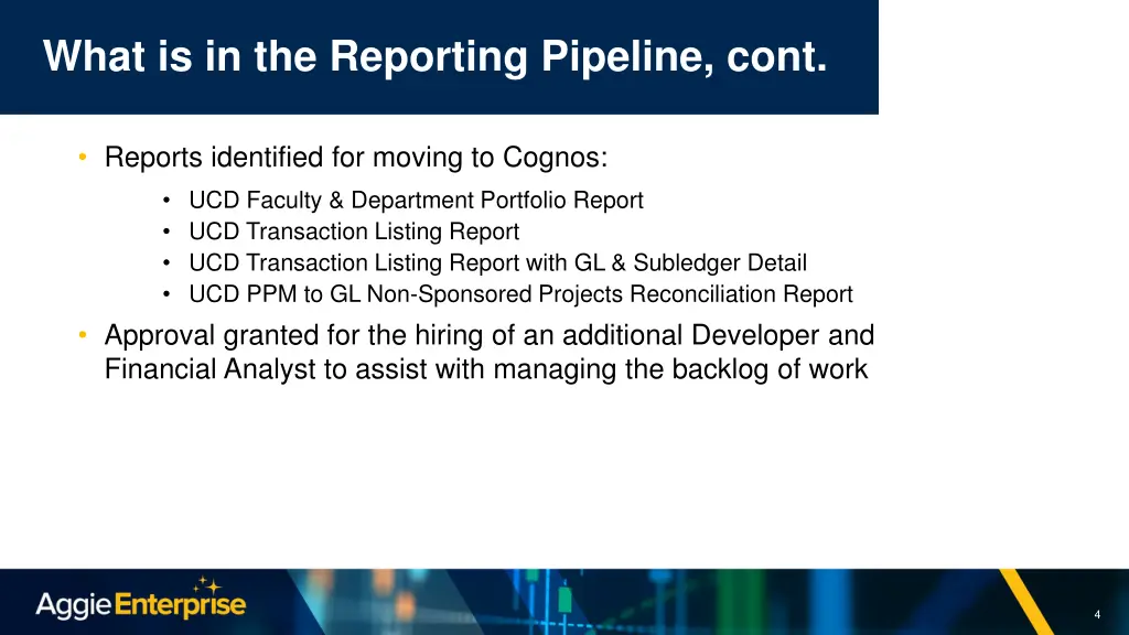 what is in the reporting pipeline cont