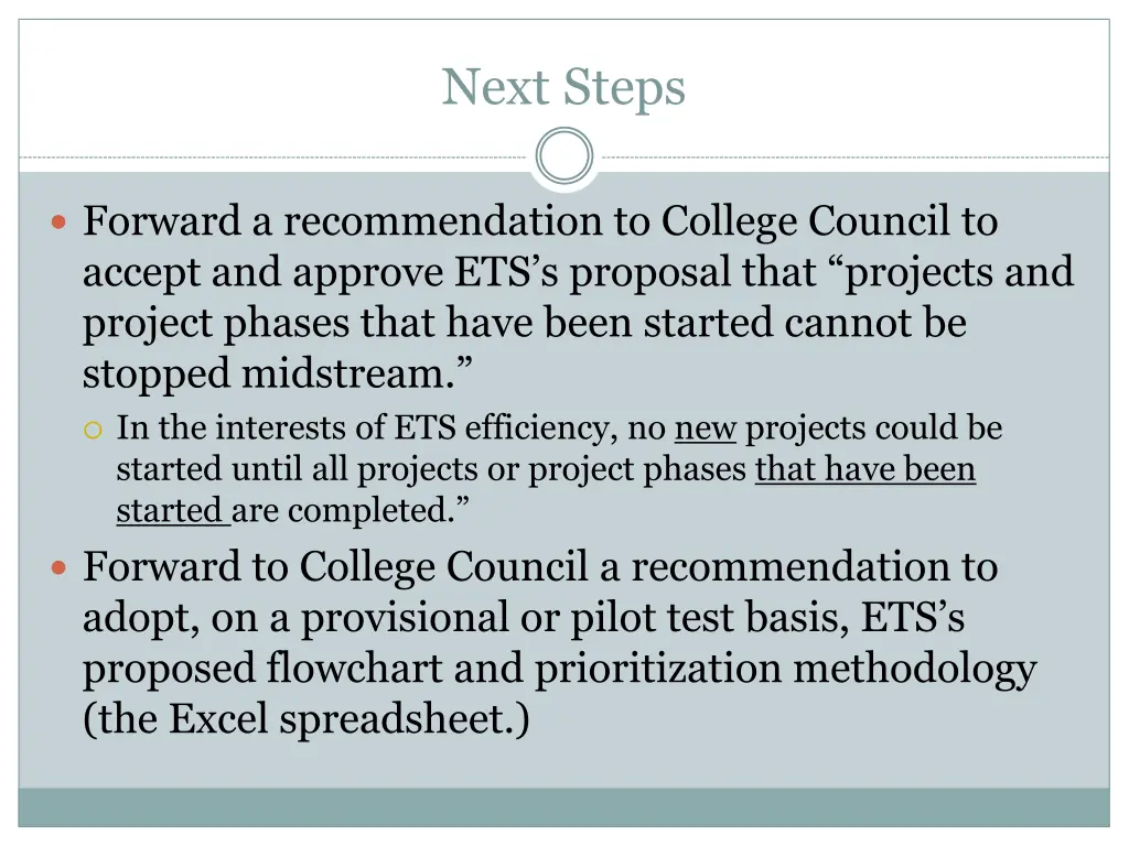 next steps