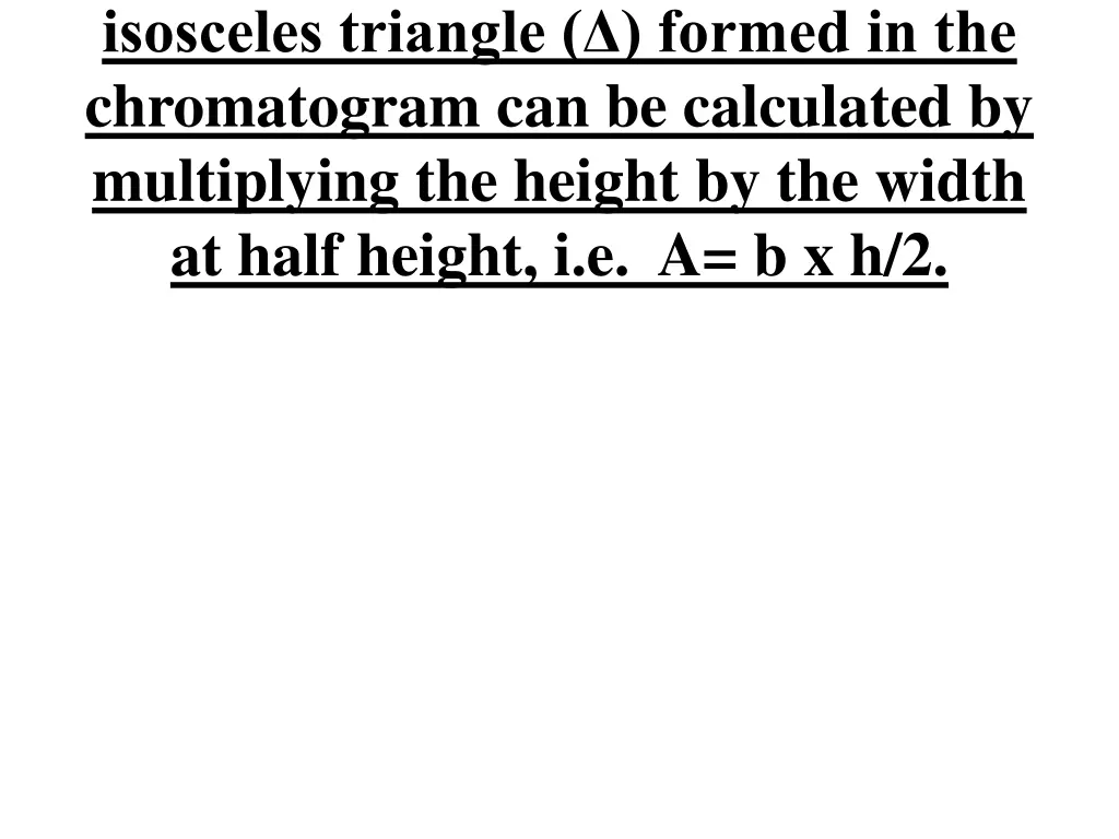 isosceles triangle formed in the chromatogram