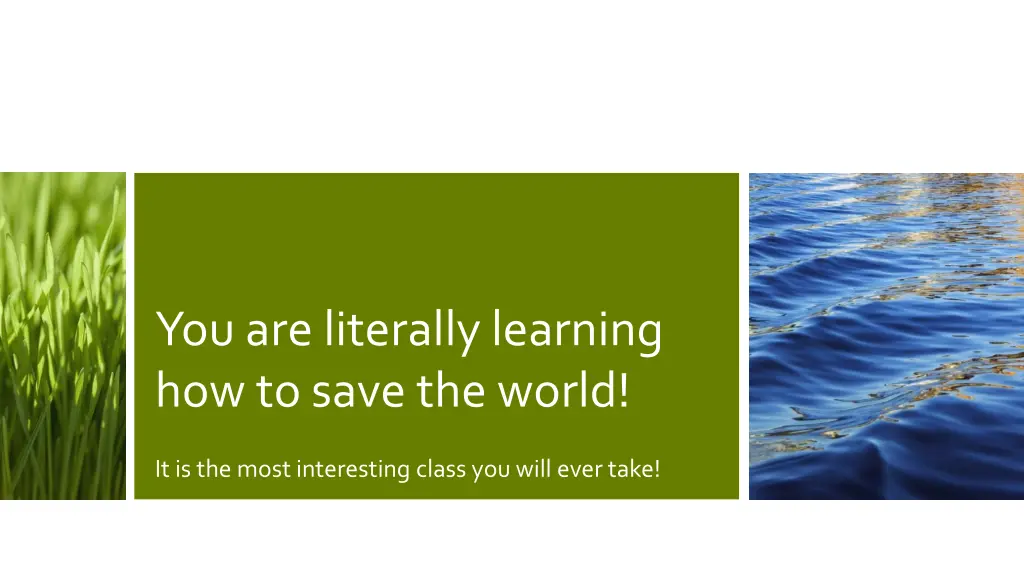 you are literally learning how to save the world