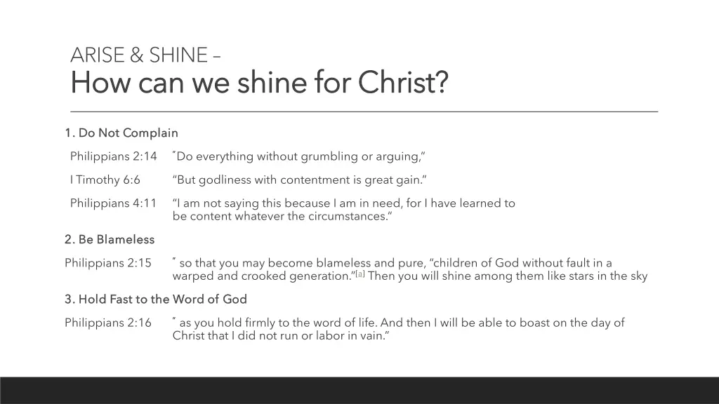 arise shine how can we shine for christ
