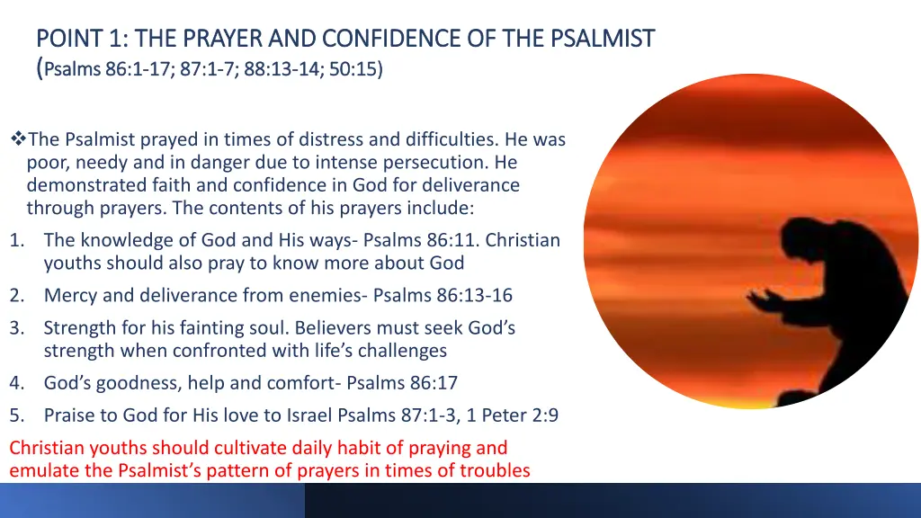 point 1 the prayer and confidence of the psalmist
