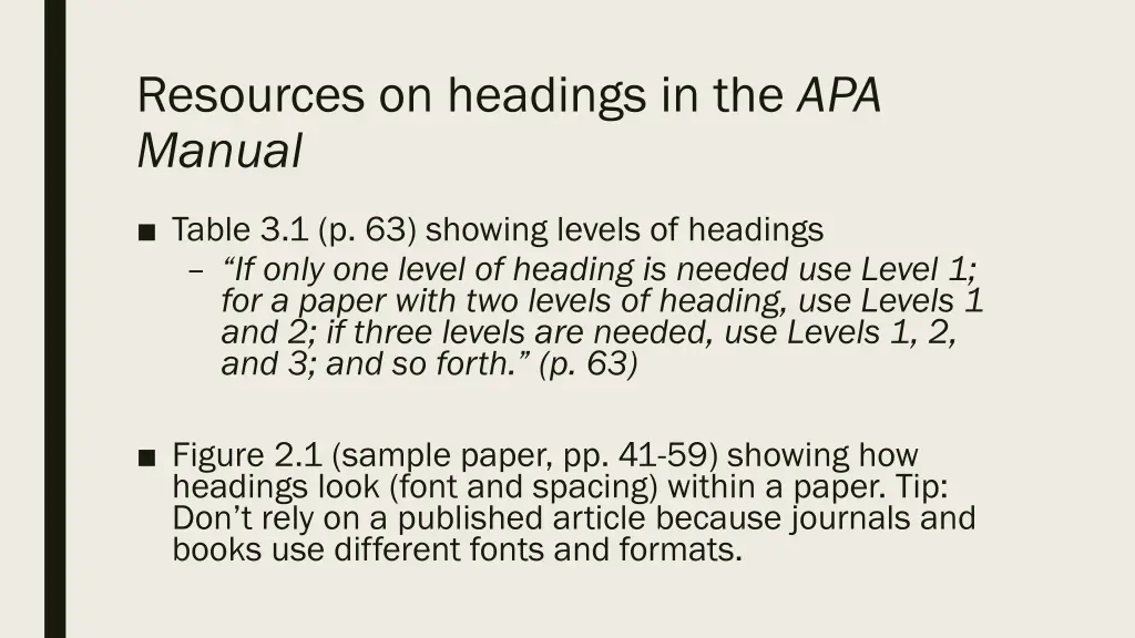 resources on headings in the apa manual